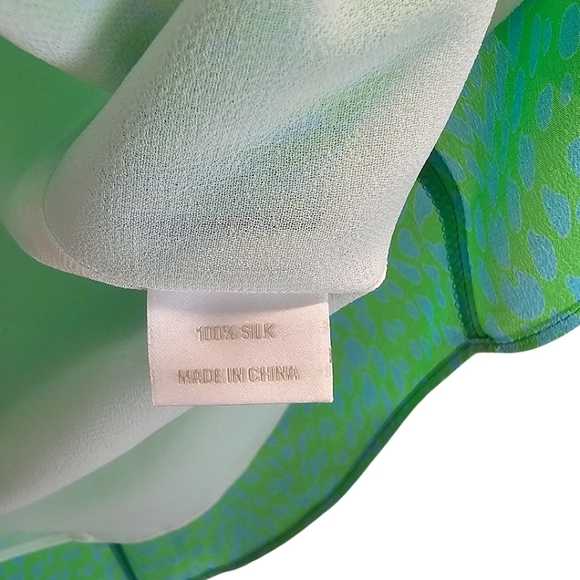 Ellie Kai Womens 100% Silk Sleeveless Tank Blouse Sz 6 Kelly Green Abstract Chic - Picture 12 of 12